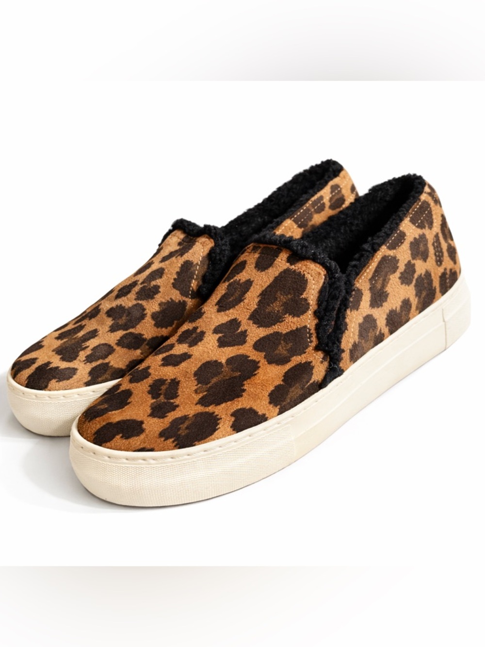 Vince Camuto Leopard Print Slip-On Flats in Brown and Black